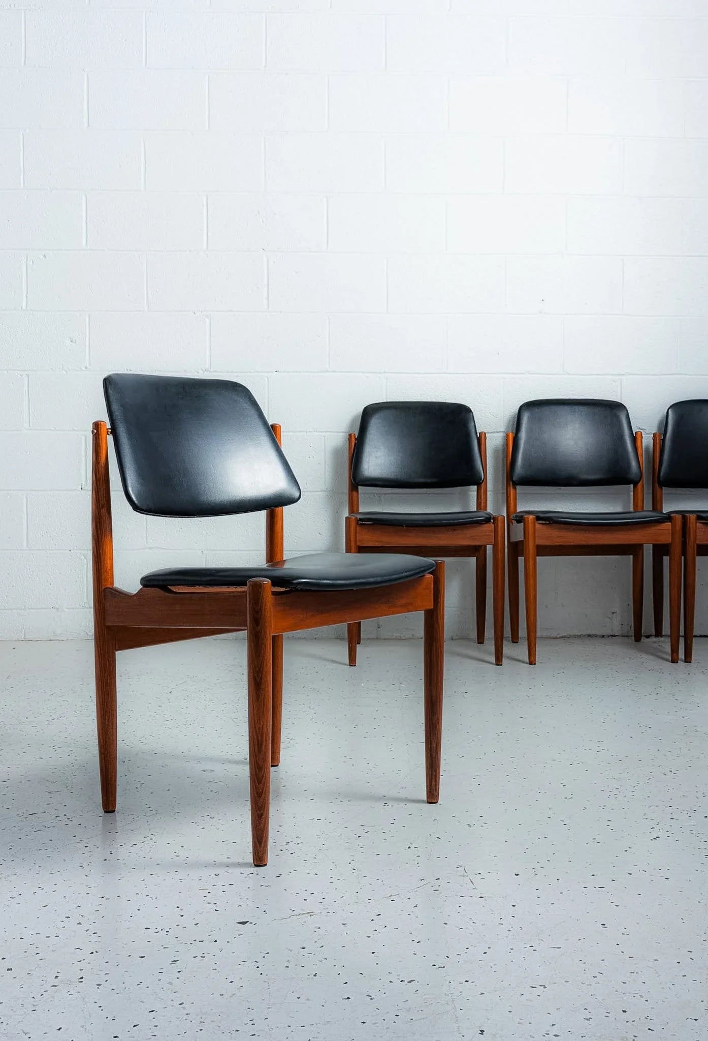 Set of 6 Arne Vodder for TH Brown Dining Chairs
