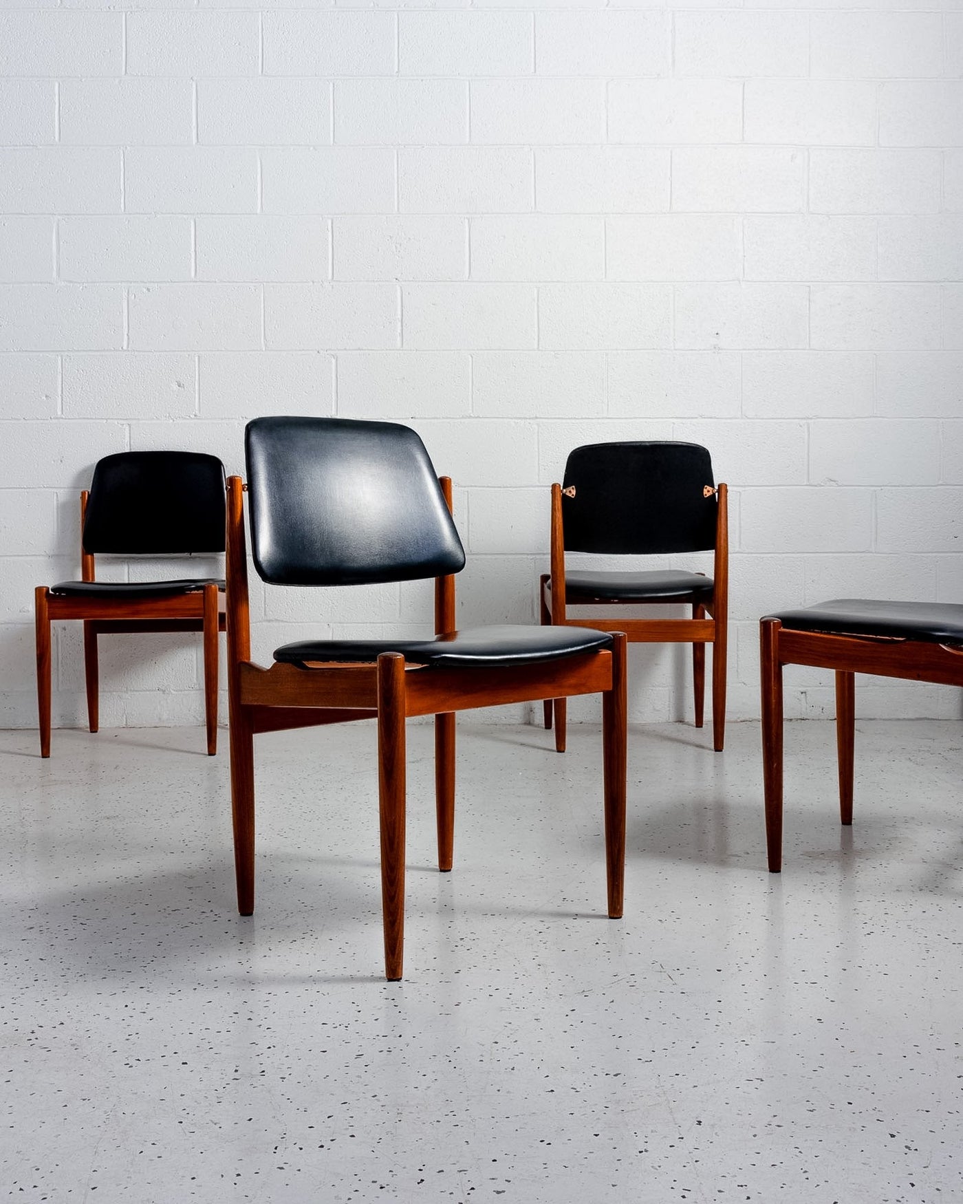 Set of 6 Arne Vodder for TH Brown Dining Chairs