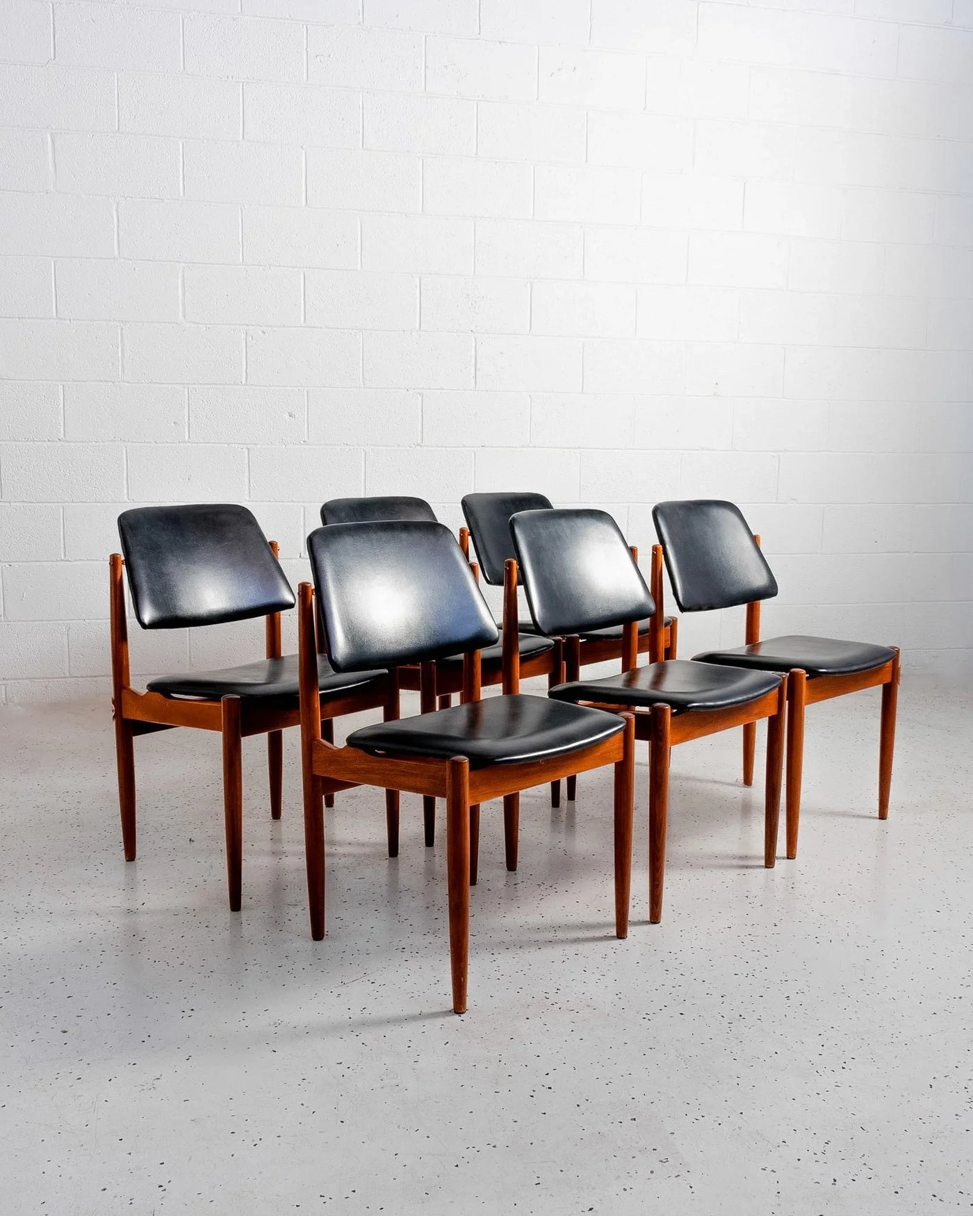 Set of 6 Arne Vodder for TH Brown Dining Chairs