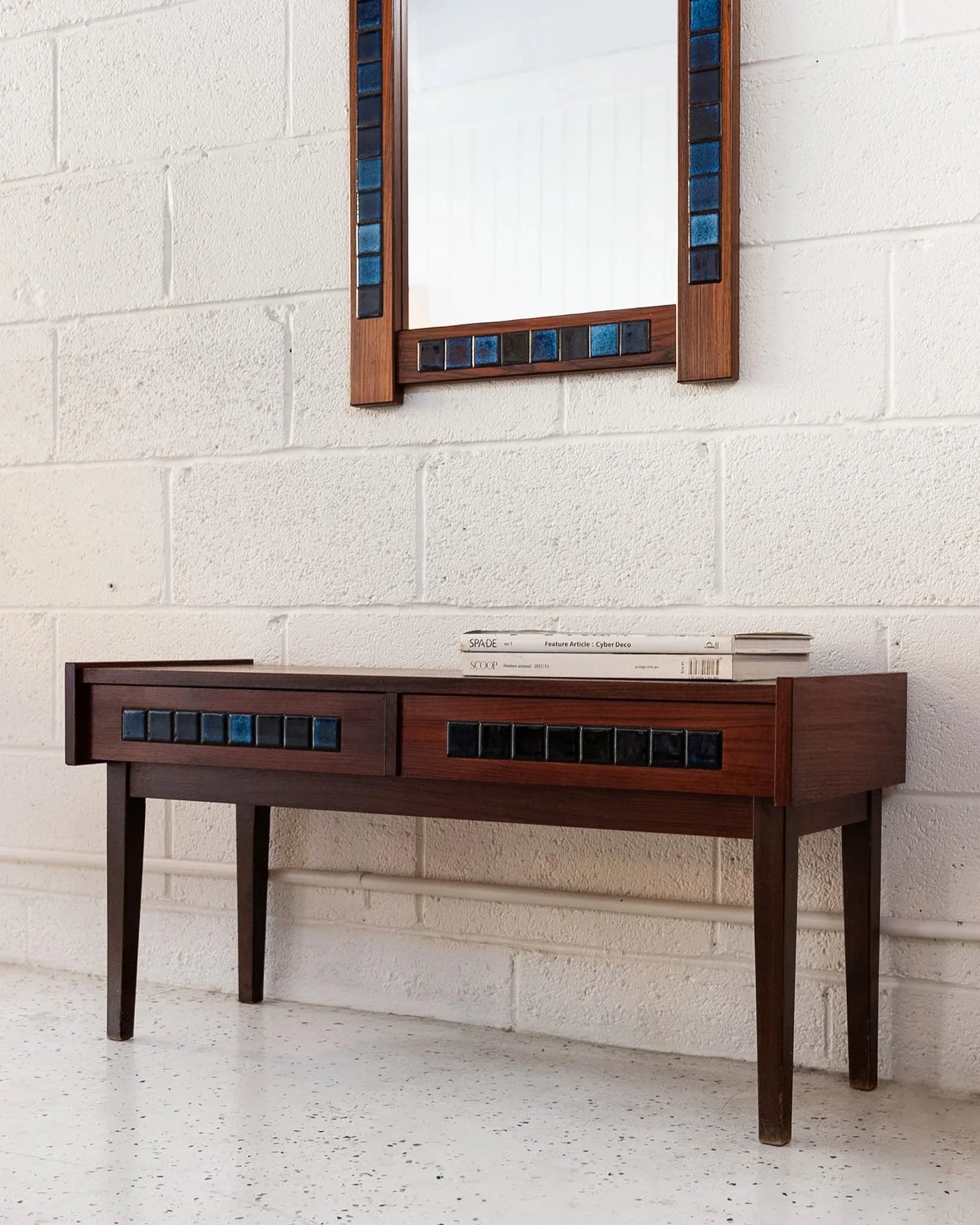 Tiled Rosewood Hall Console with Mirror