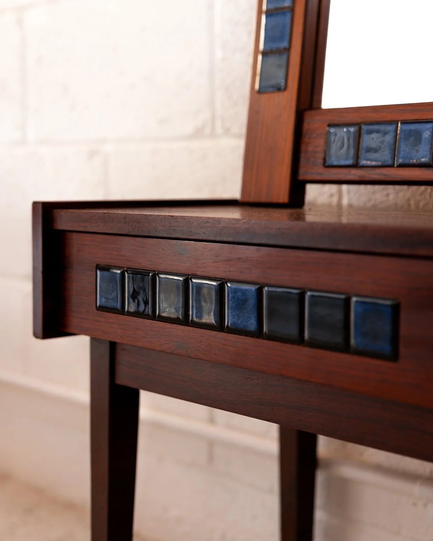 Tiled Rosewood Hall Console with Mirror