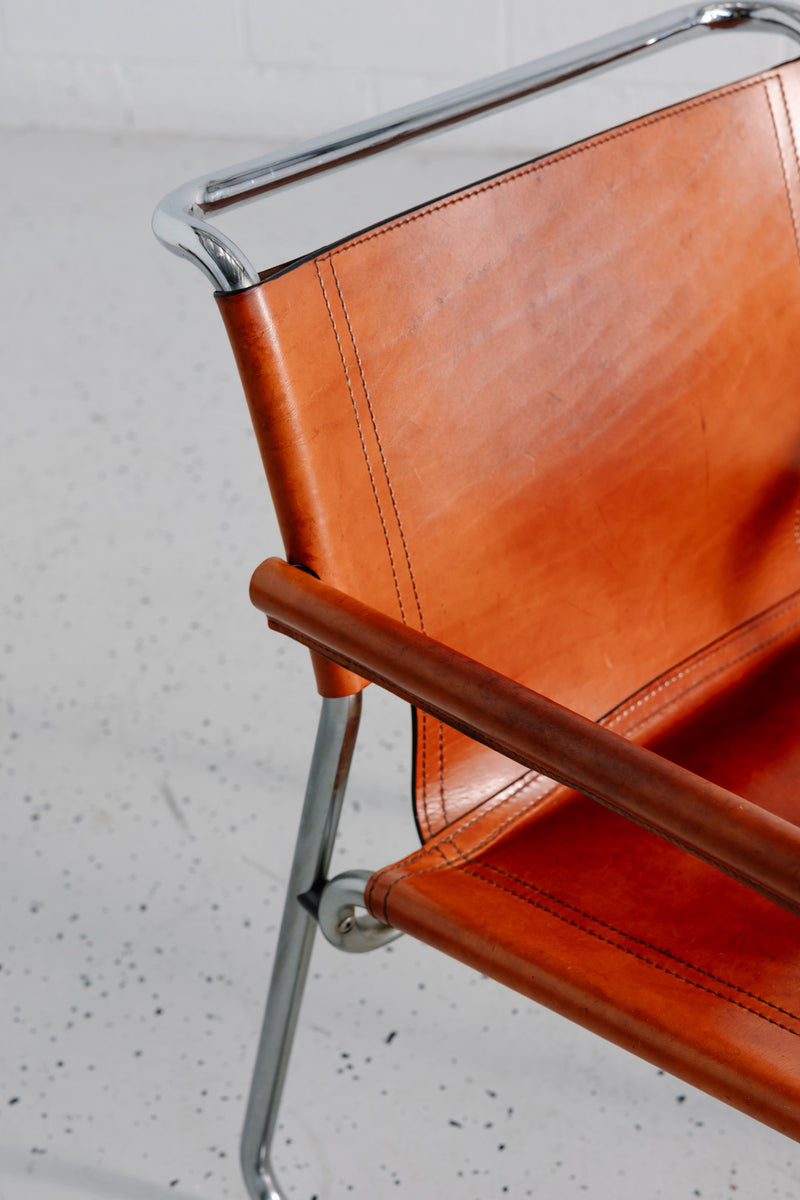 Italian Leather Saddle Chair