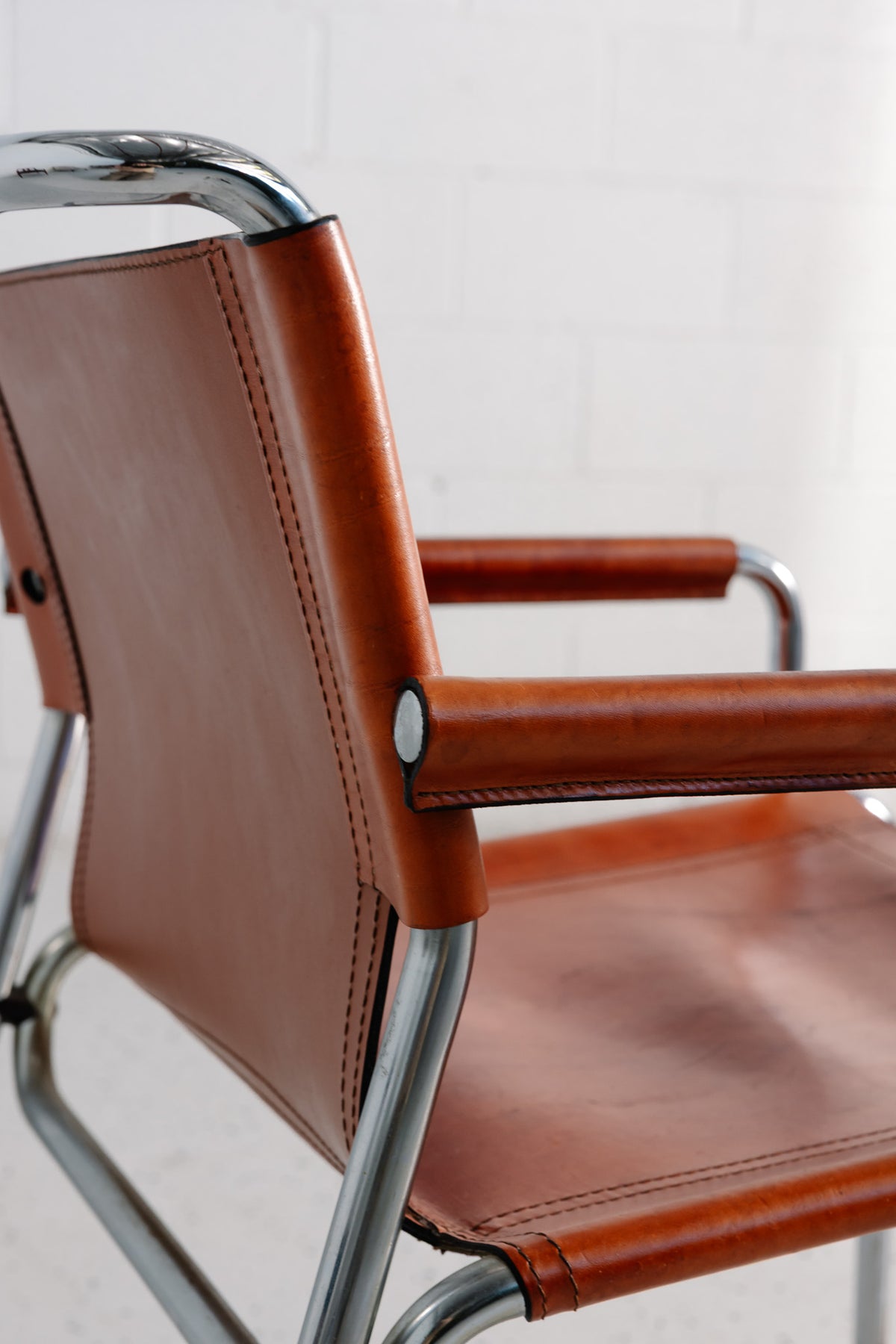 Italian Leather Saddle Chair