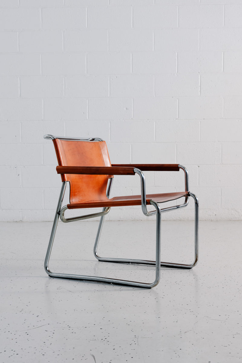 Italian Leather Saddle Chair