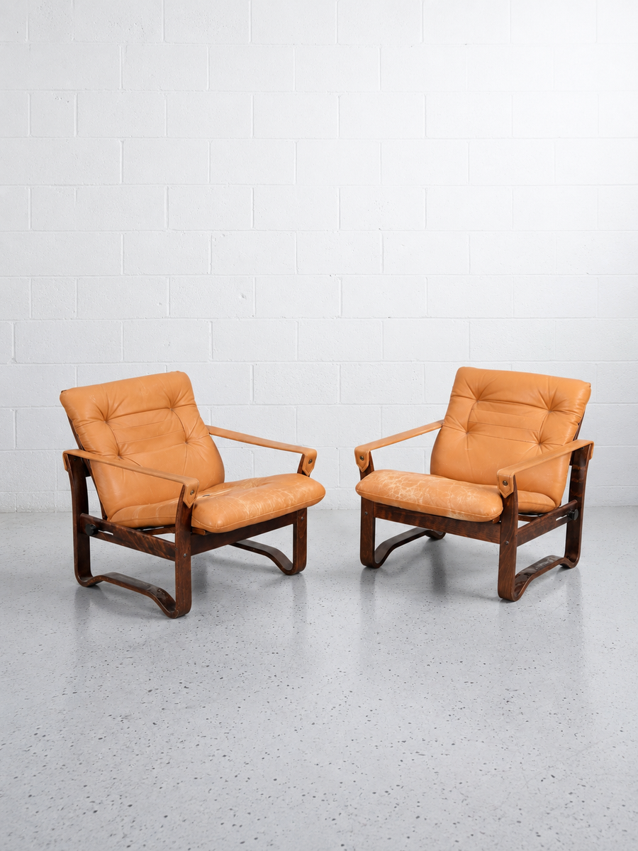 Pair of Norwegian Reclining Armchairs