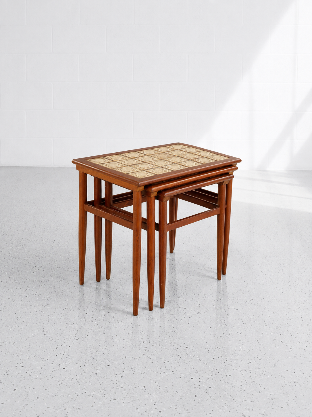 Danish Nesting Tables with Ceramic Tiles