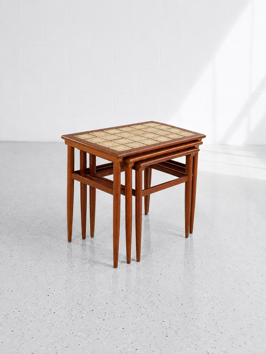 Danish Nesting Tables with Ceramic Tiles