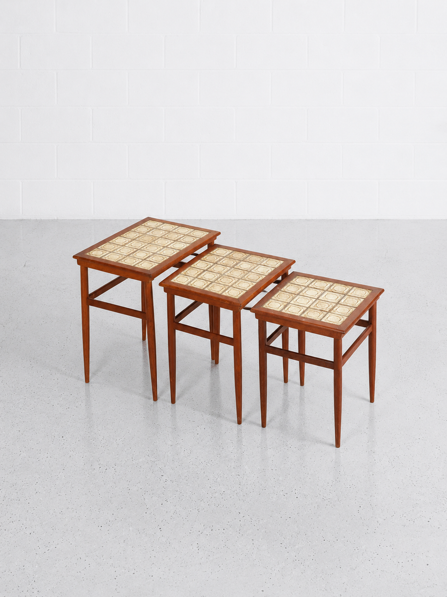 Danish Nesting Tables with Ceramic Tiles