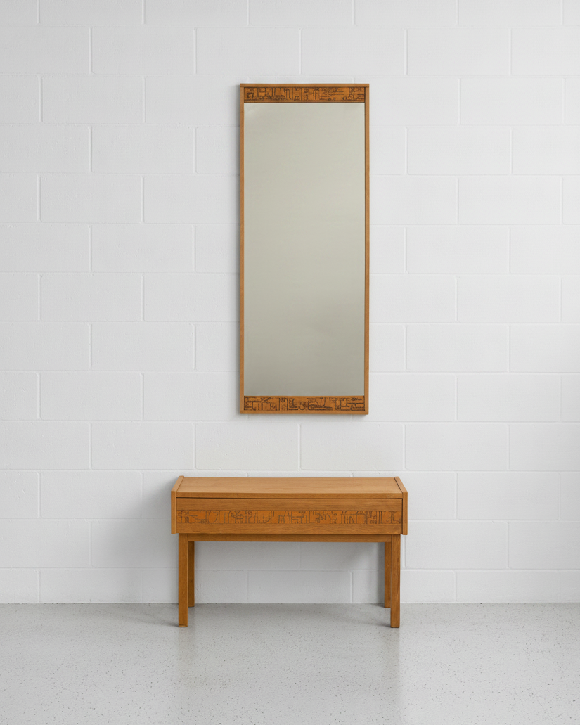 Oak Mirror Console