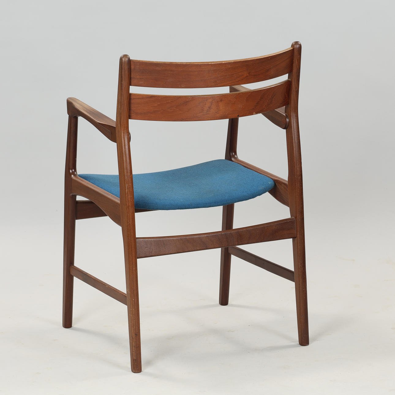 Danish Mahogany Lounge Chair in Blue Wool