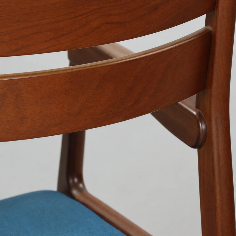 Danish Mahogany Lounge Chair in Blue Wool