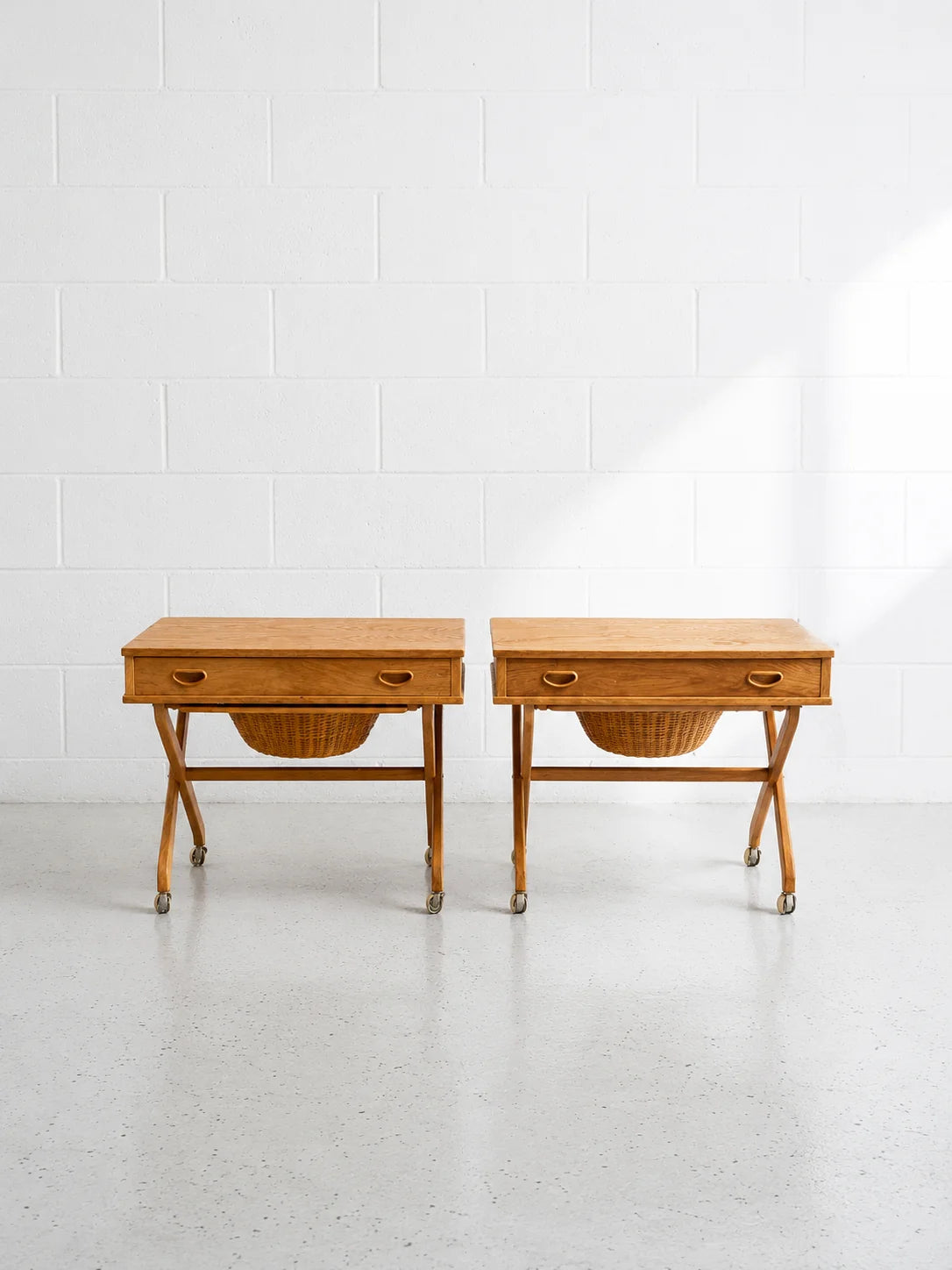 Pair of Danish Oak Sewing Tables