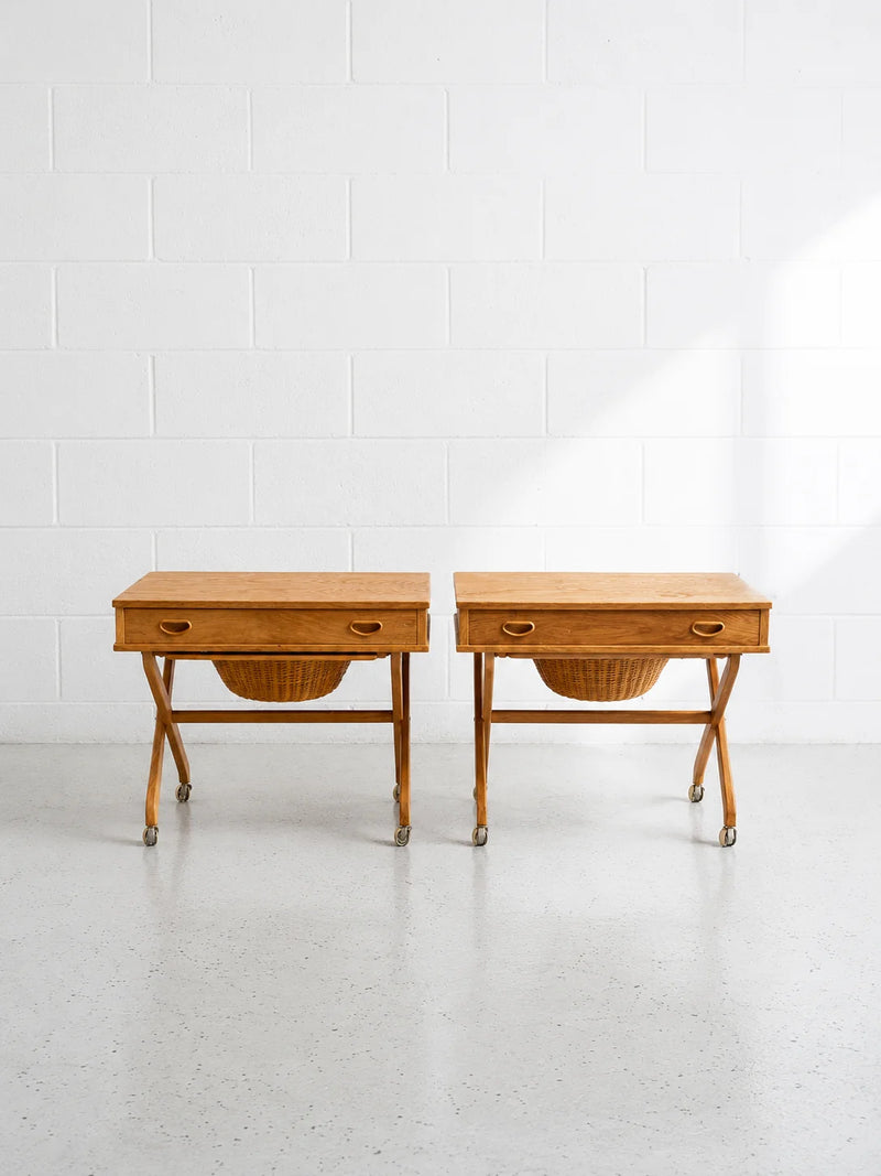 Pair of Danish Oak Sewing Tables