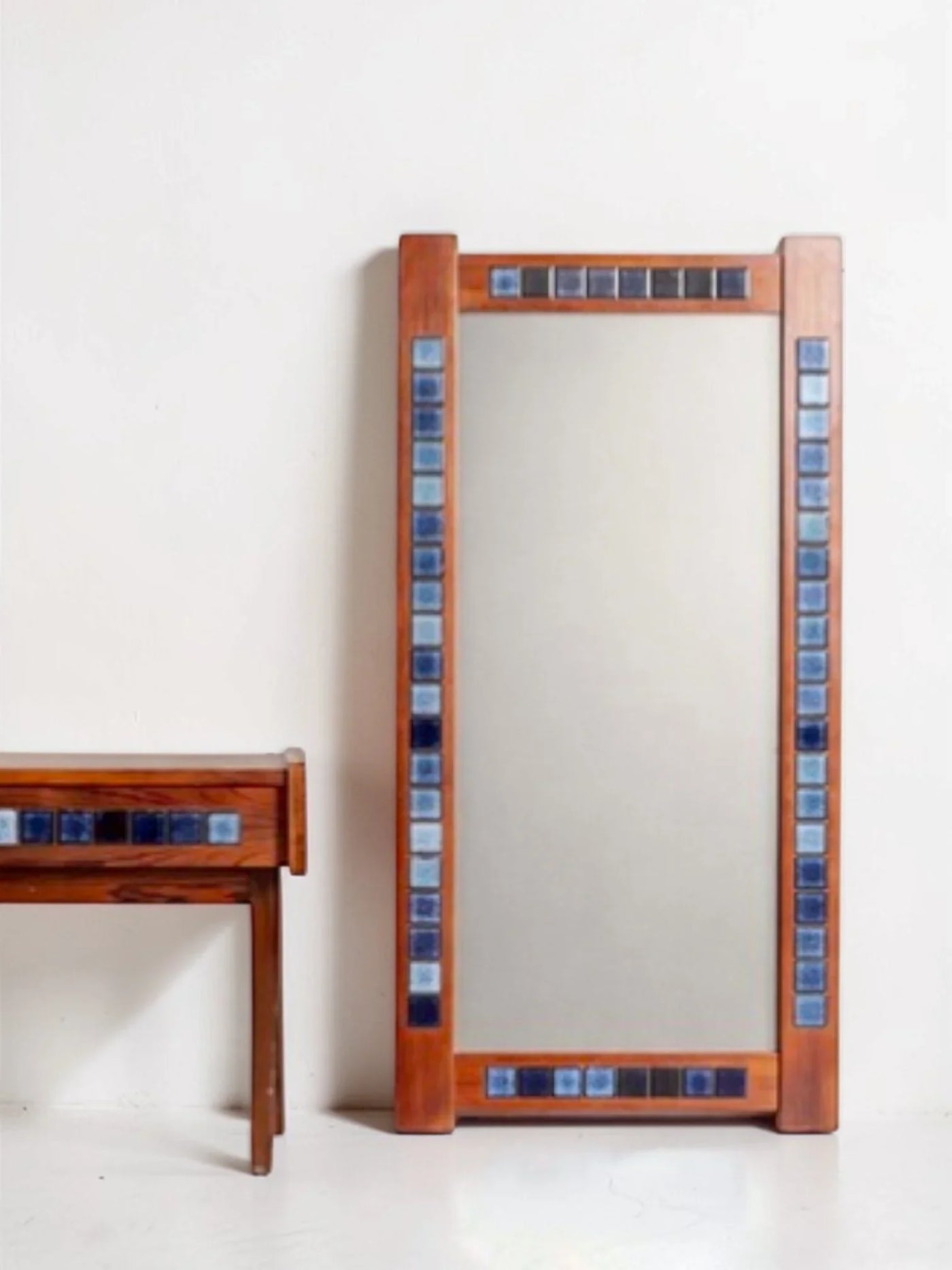 Tiled Rosewood Hall Console with Mirror